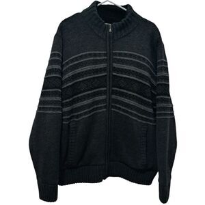 Vintage Field & Stream Zip-Up Sweater Fleece Lined Jacket Embroidered XL Gray